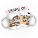 Personalisierte Halloween-Tasse mit Namen – Hokus Pokus Kürbisbrei