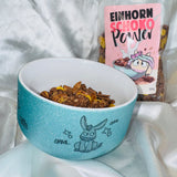 *Vorbestellung* funkelnde Glitzer-Müsli-Schüssel in blau (500ml) "Ich habe keine schlechte Laune"