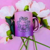 Glitzertasse rosa - zickig aber süß (Keramik) 340ml