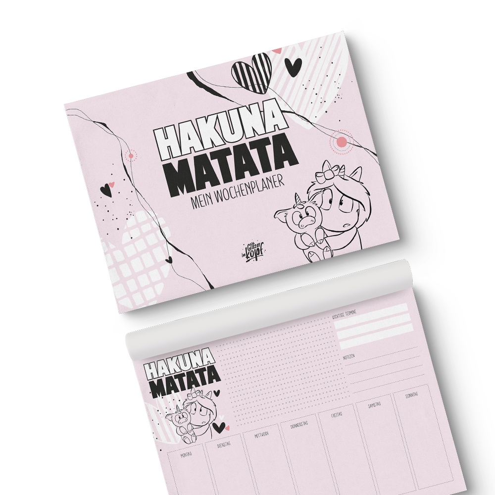 Wochenplaner Hakuna Matata A4 - Einhorn Mina Block