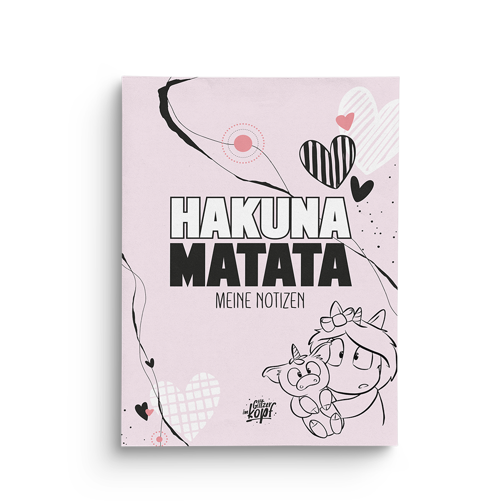 Notizblock Hakuna Matata A5 + Kugelschreiber - Einhorn Mina Set