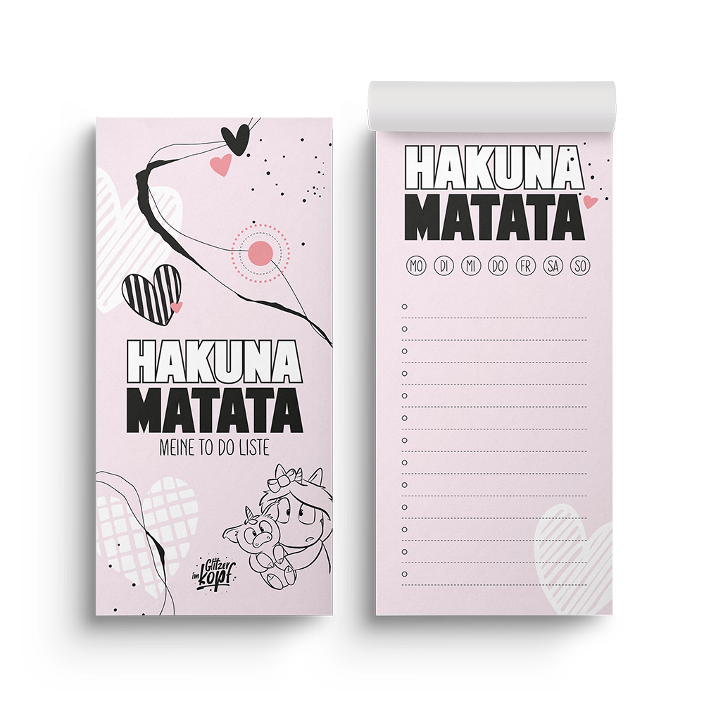 To Do Liste Hakuna Matata DIN Lang - Einhorn Mina Block