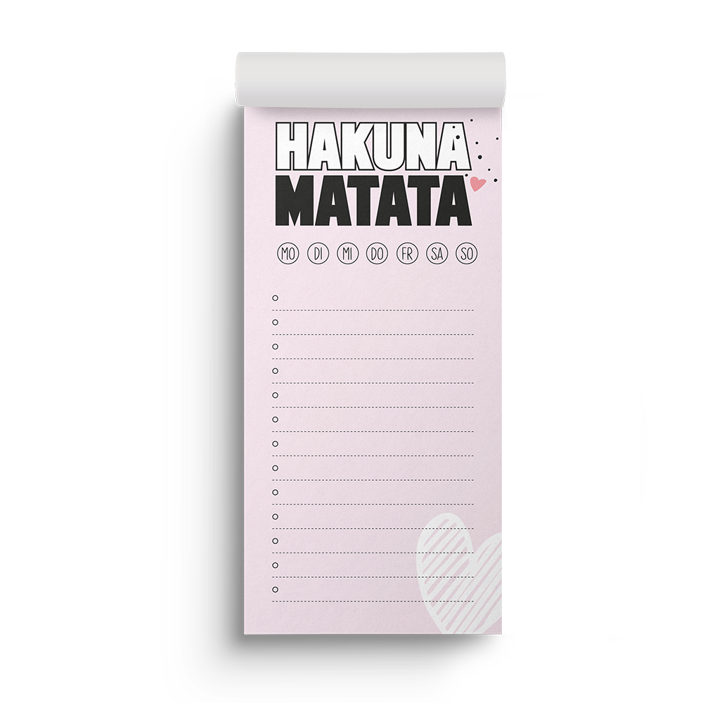 To Do Liste Hakuna Matata DIN Lang - Einhorn Mina Block