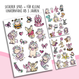 temporäre Tattoos Einhorn Mina & Friends - 3 Bögen verschiedene Motive