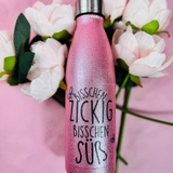 "Süß aber zickig" - Bundle Kissen/Tasse/Flasche mit ganz viel Glitzer