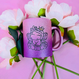 "Süß aber zickig" - Bundle Kissen/Tasse/Flasche mit ganz viel Glitzer